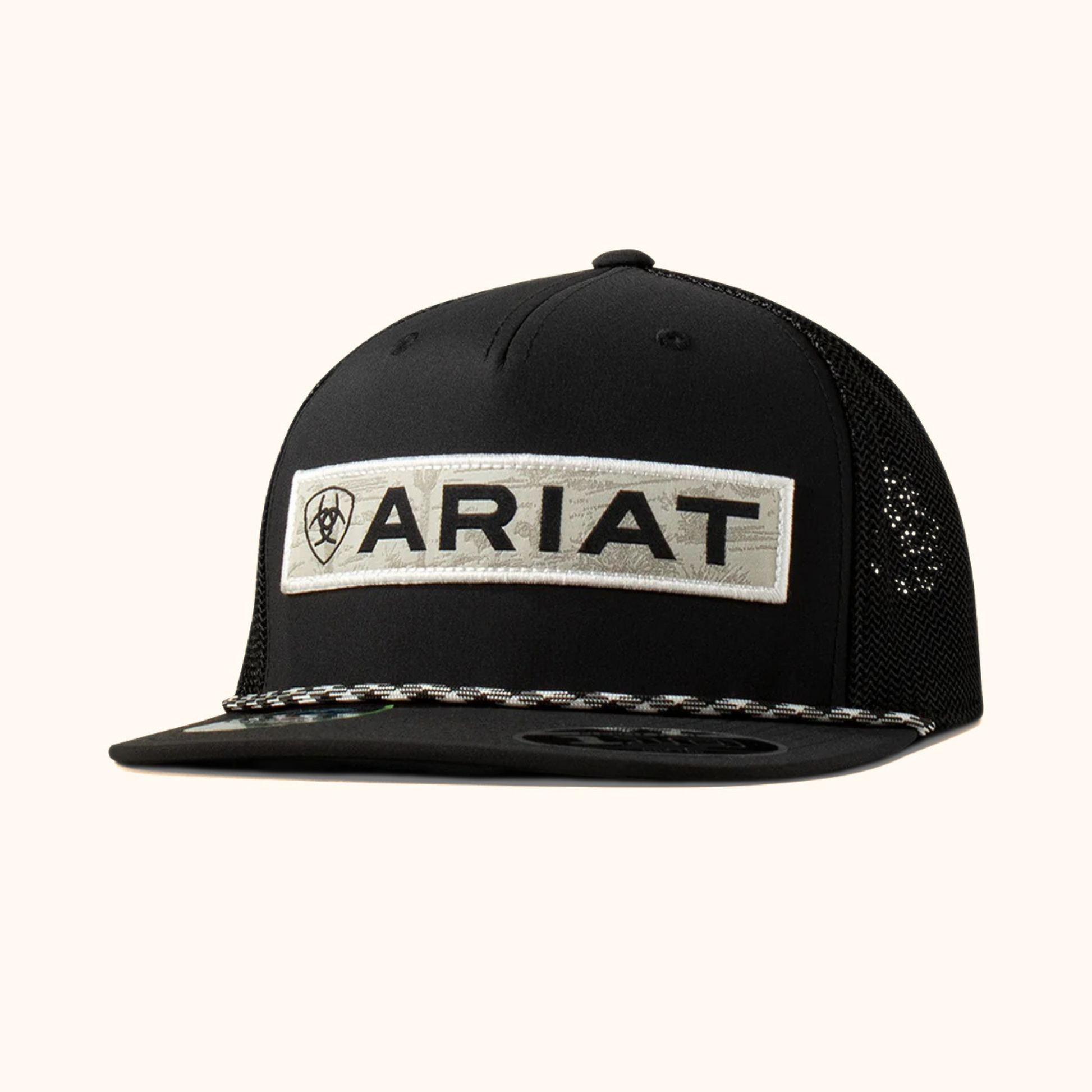 Ariat FlexFit 110 Desert Patch Snapback Cap Black front angled view