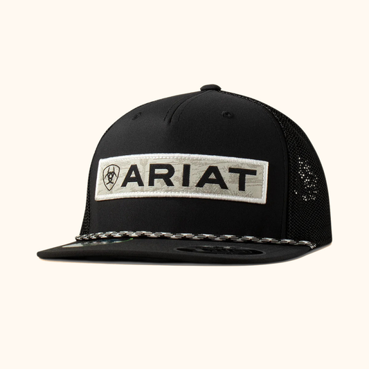 Ariat FlexFit 110 Desert Patch Snapback Cap Black front angled view