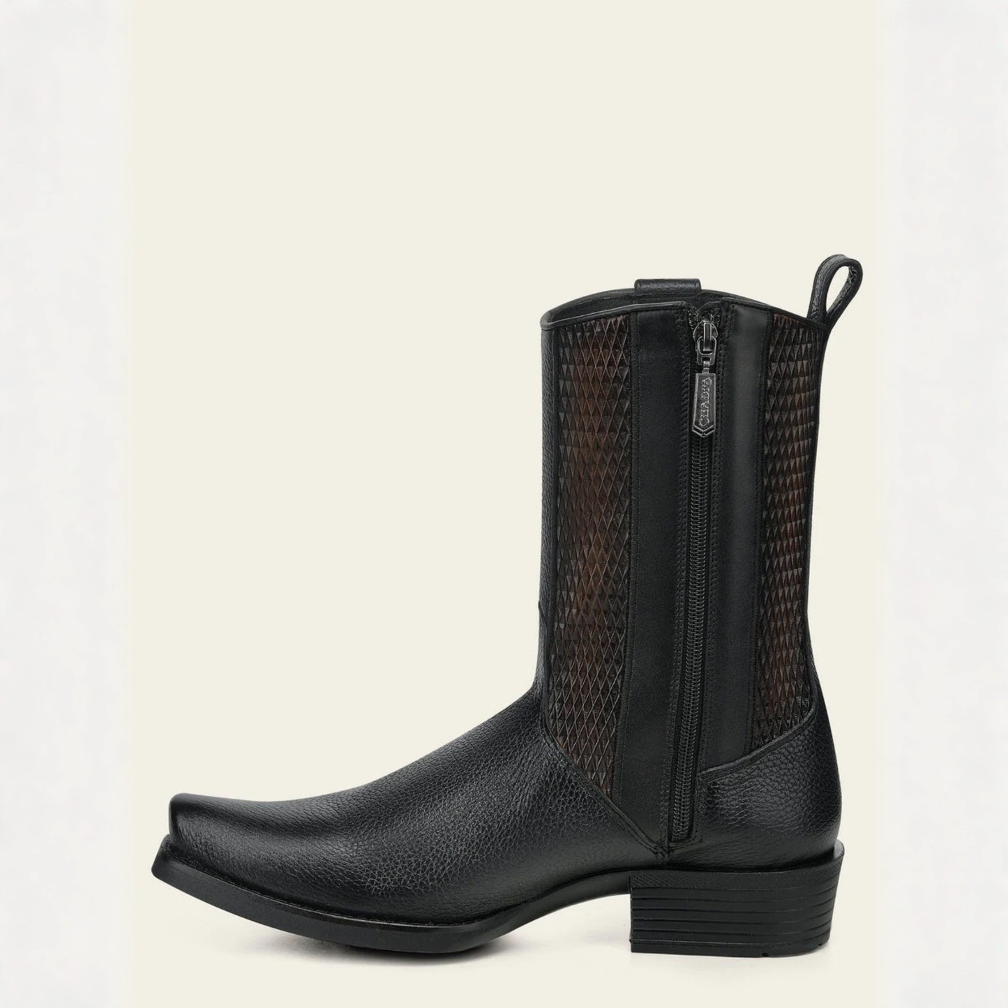 Cuadra Black Italian Deer Leather Urban Boots side profile