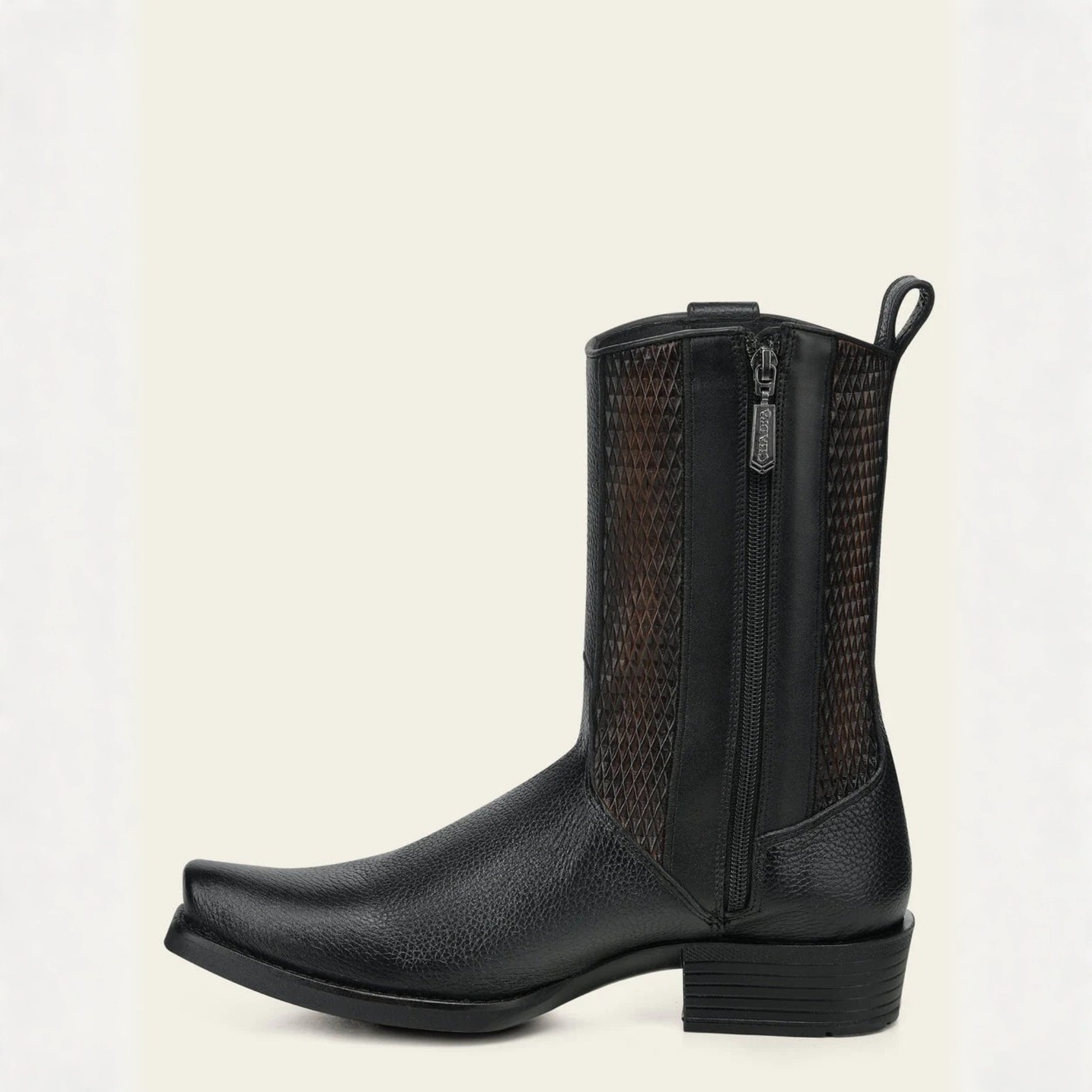 Cuadra Black Italian Deer Leather Urban Boots side profile