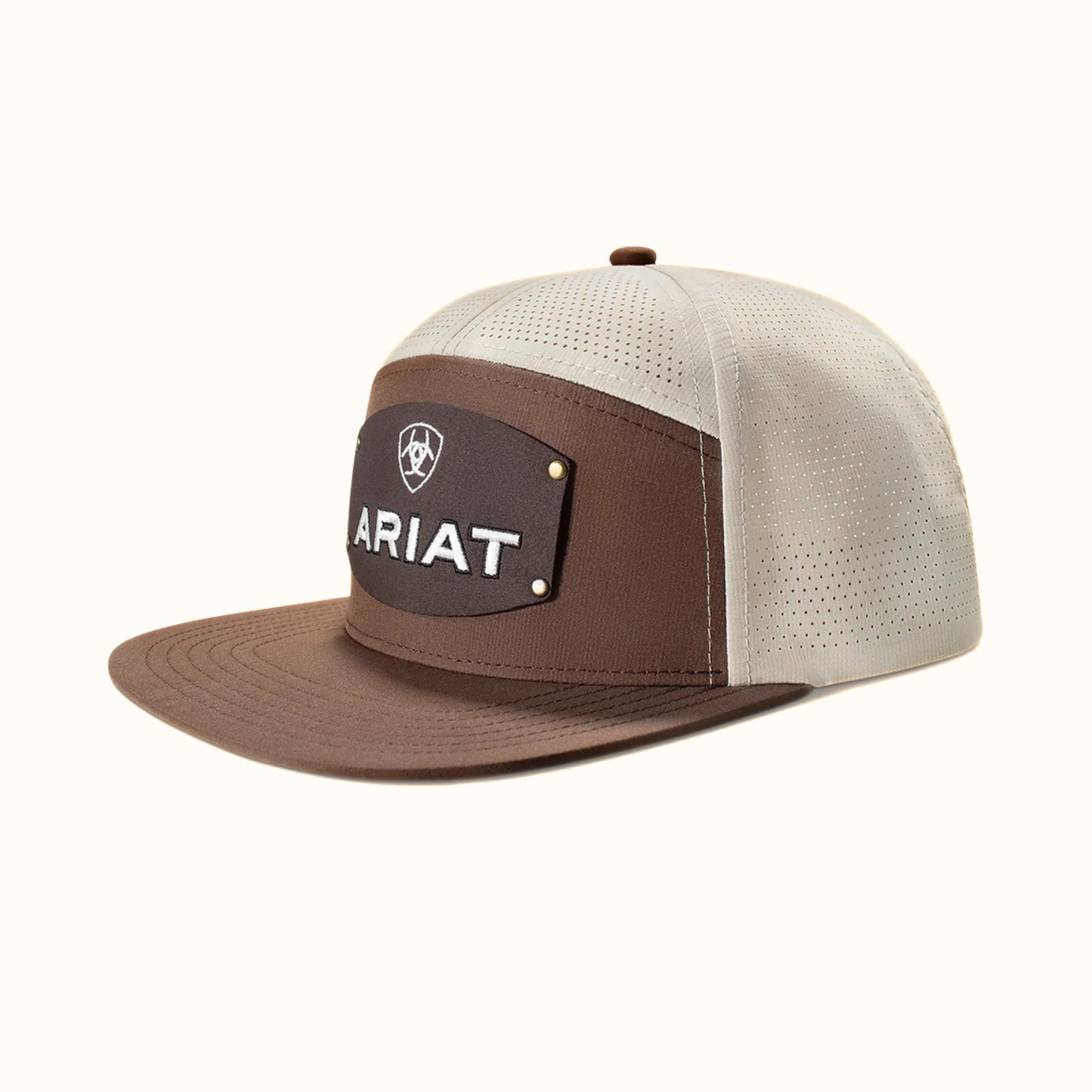 Ariat Shield Patch Snapback Cap Brown Khaki front view