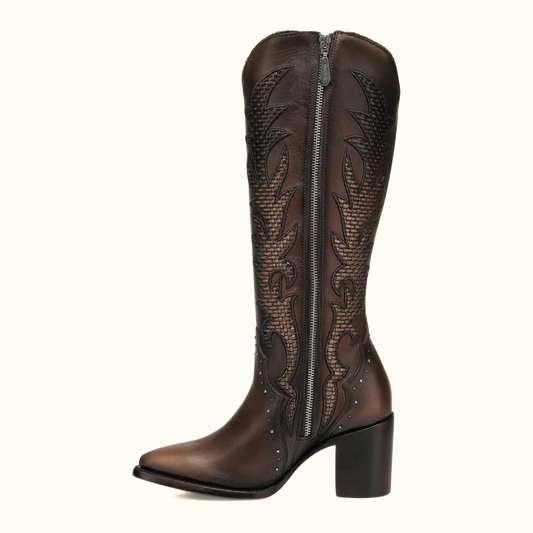 Cuadra Women’s Brown Bovine Leather Western Boots side profile