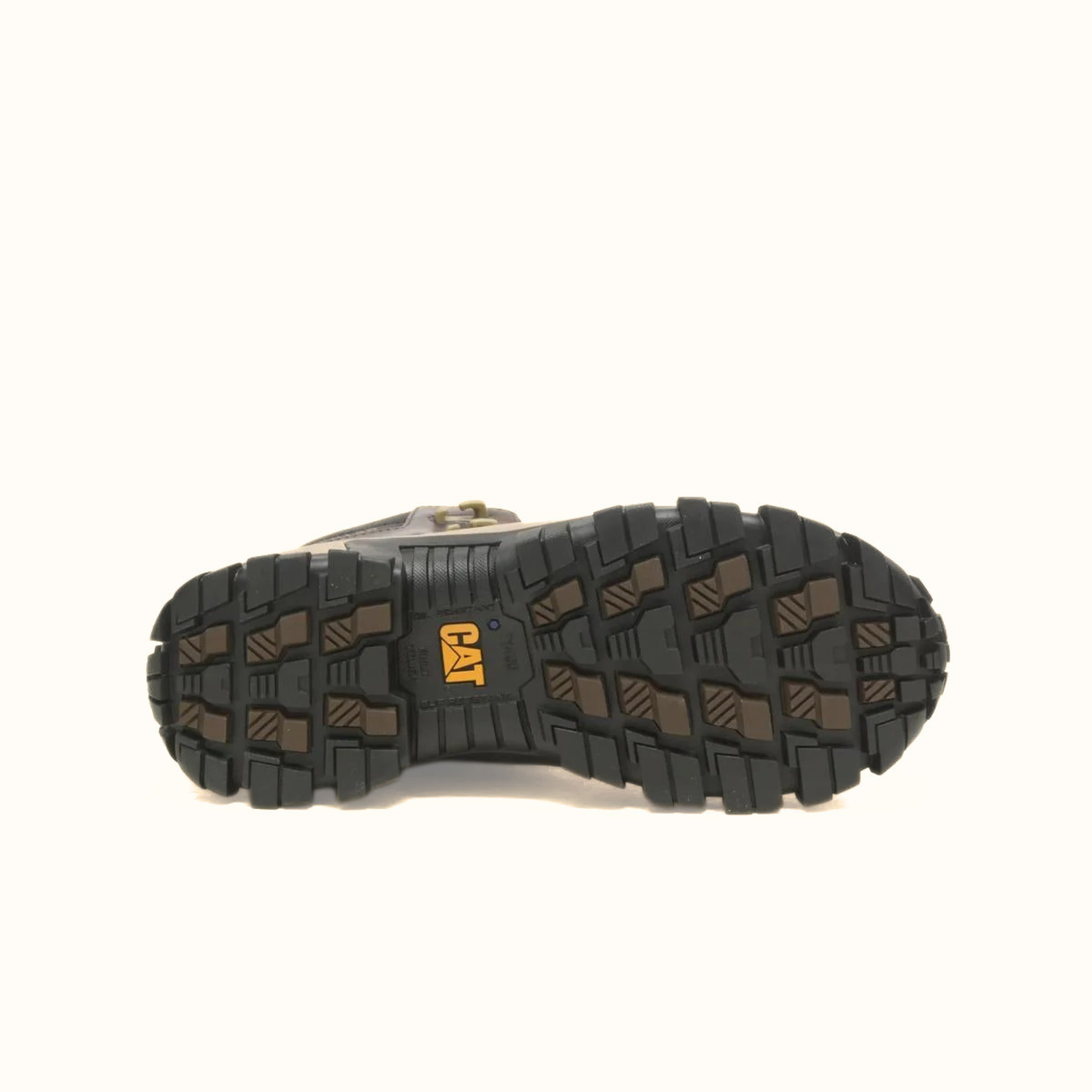 Outsole view of CAT Invader Comp Toe Waterproof Hiker Work Boot