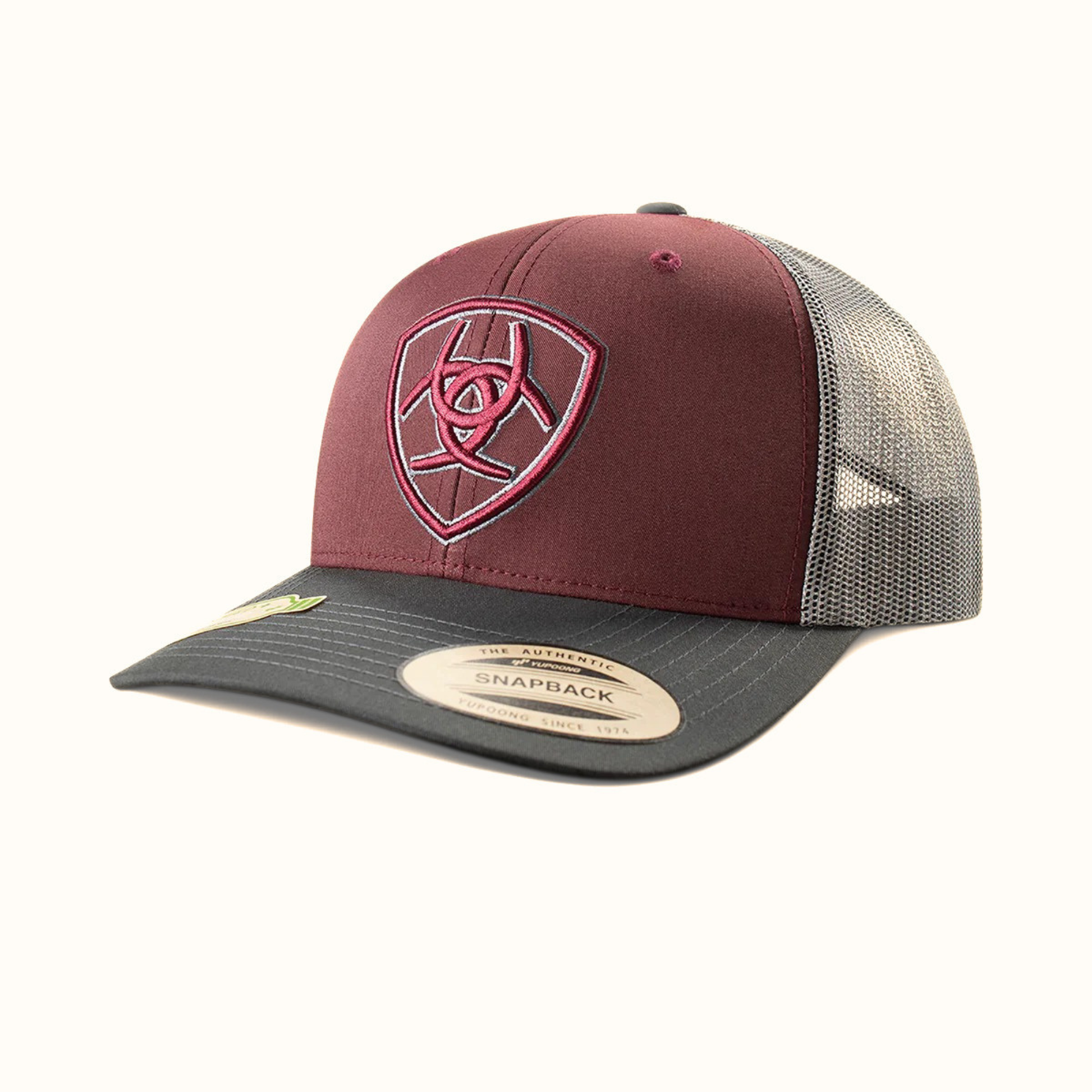 Ariat Two Tone Shield Snapback Cap Burgundy front view