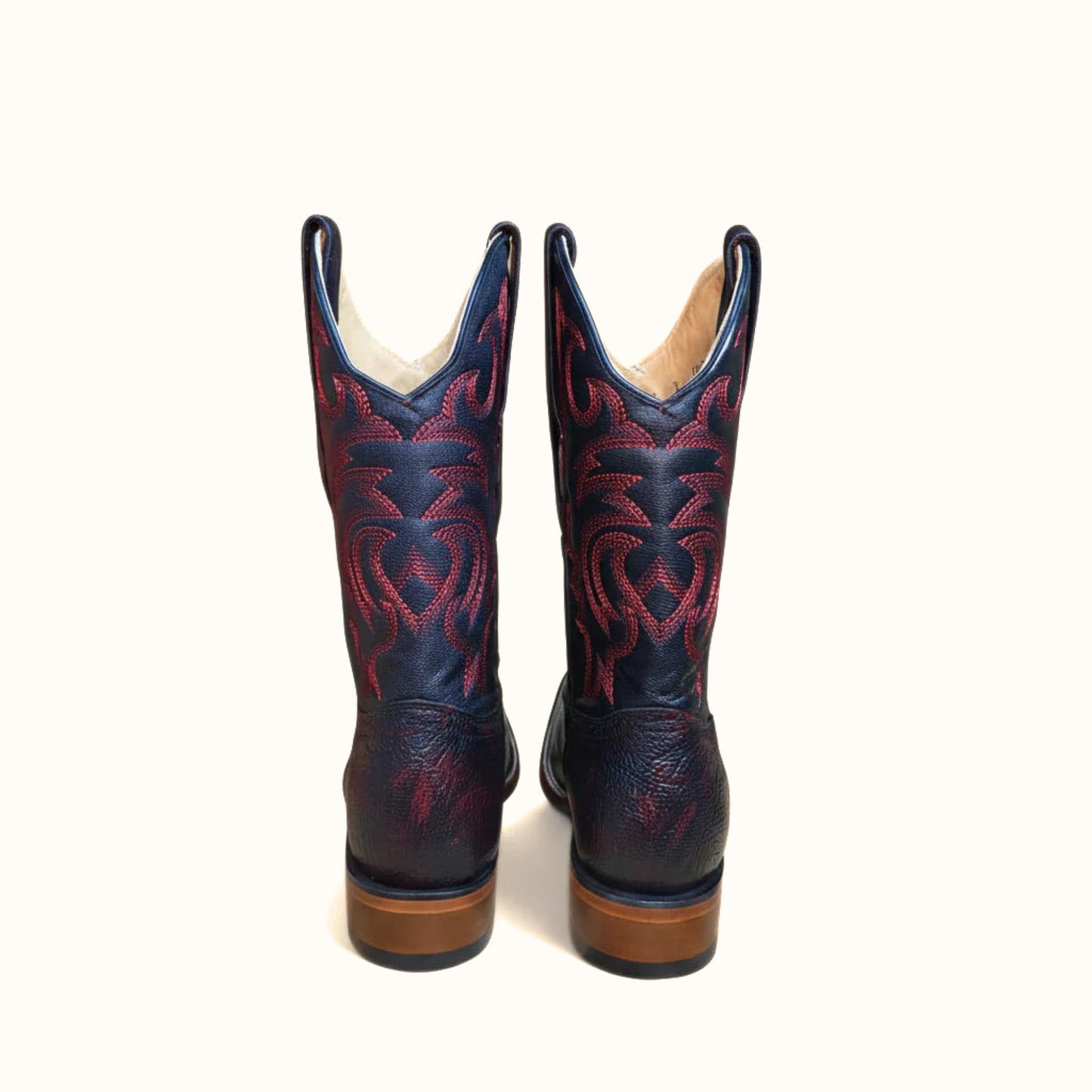 Los Altos rodeo square toe ostrich boot rear view