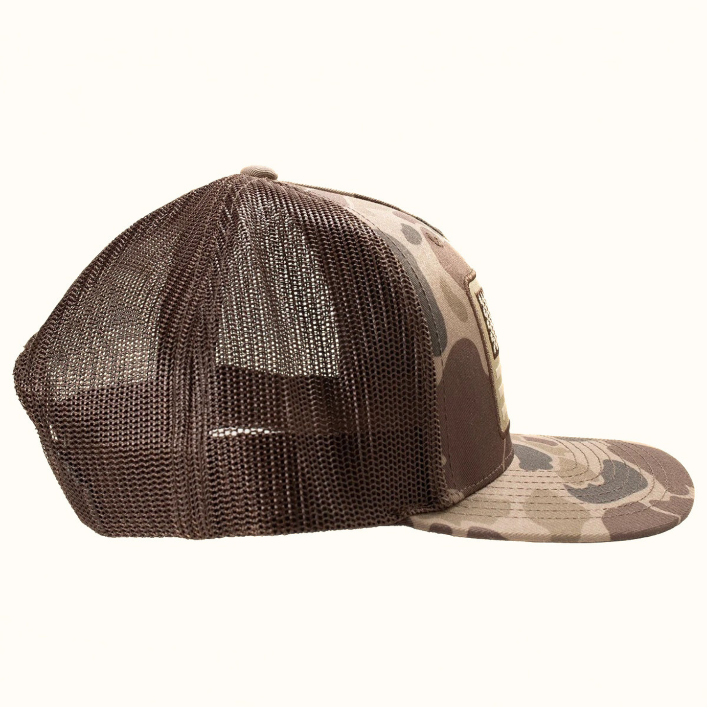 Ariat American Flag Camo Snapback Cap Brown side view