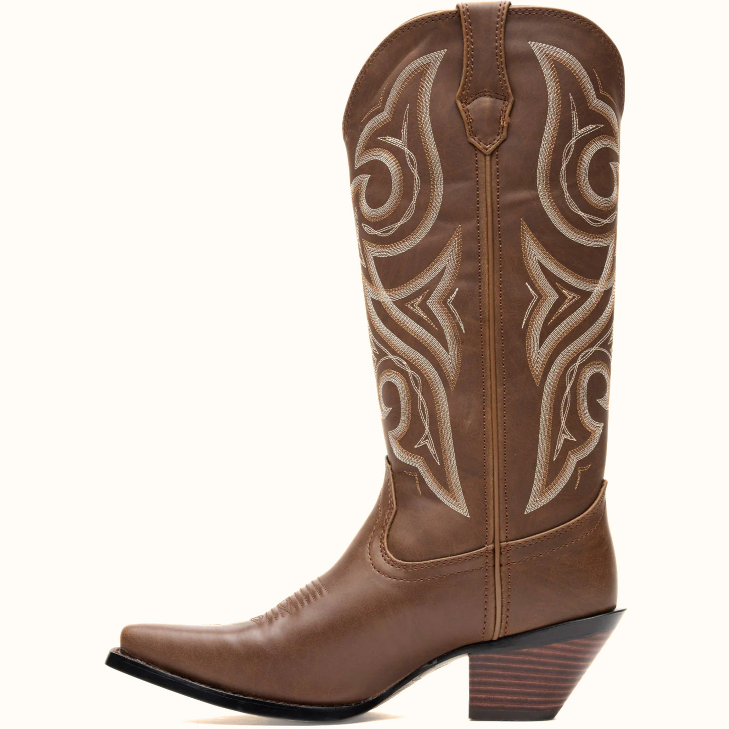 Crush by Durango Milk Chocolate Western Boot side view in brown leather with stitched shaft