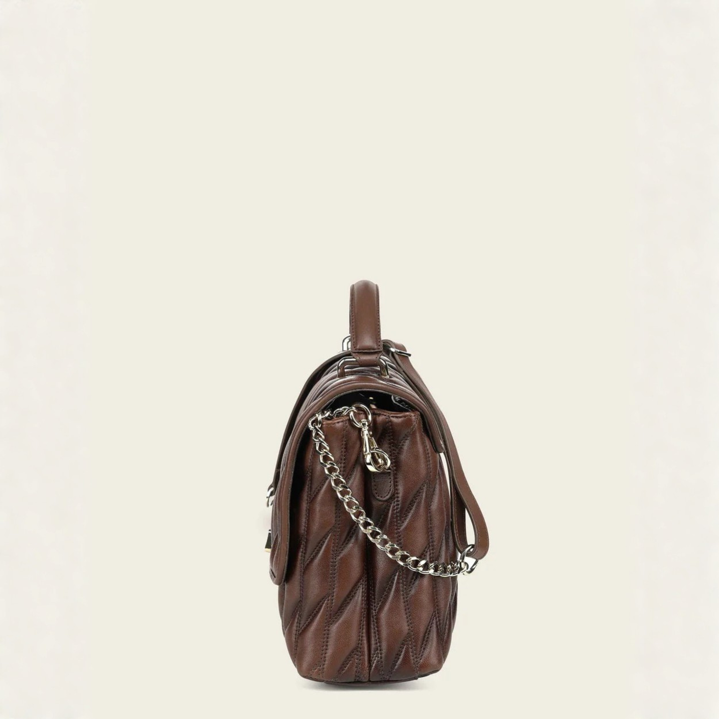 Cuadra Honey Lamb Leather Geometric Shoulder Bag side view