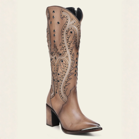 Cuadra Tall Western Style Brown Boot angled profile view