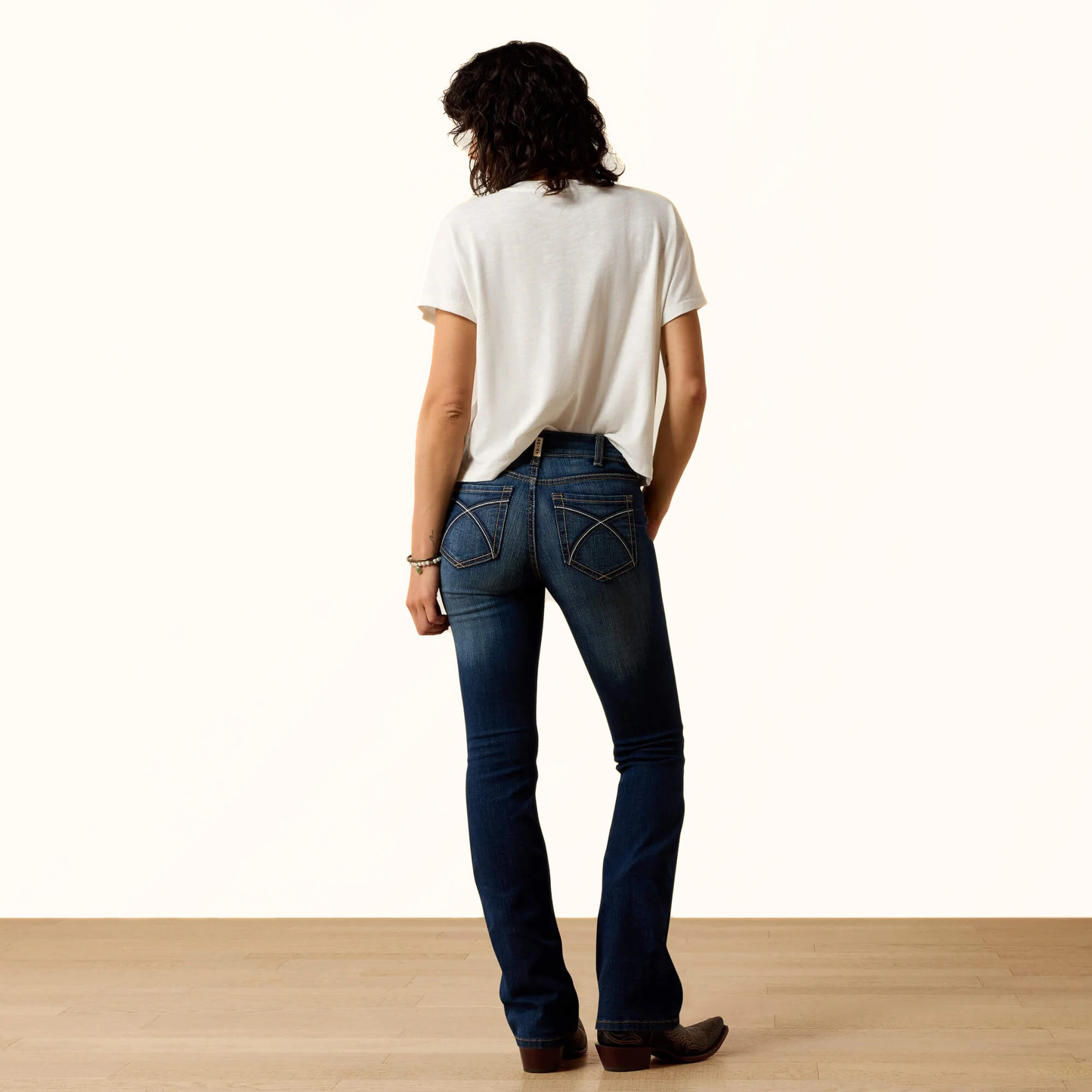 Ariat Women’s Perfect Rise Rosa Boot Cut Jeans Blue rear view