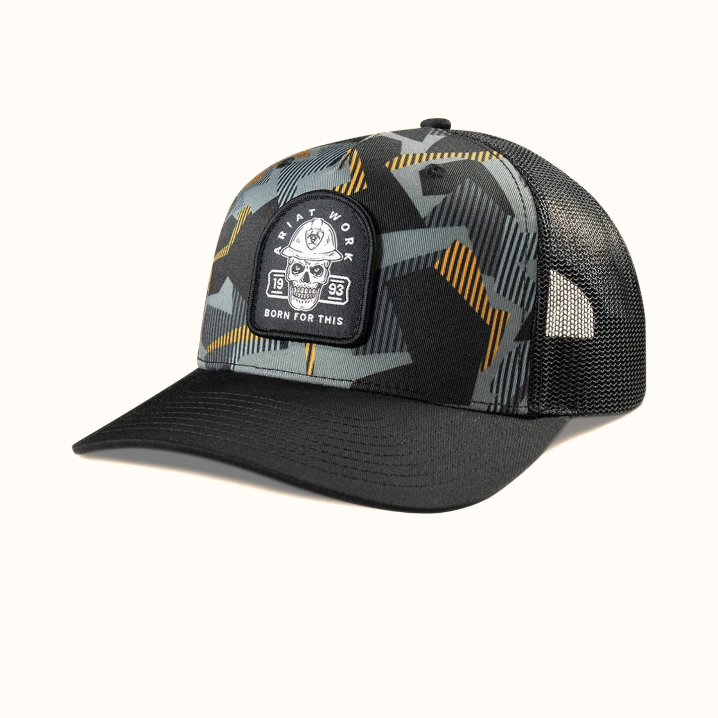 Ariat Work Skull Patch Trucker Cap Black front view
