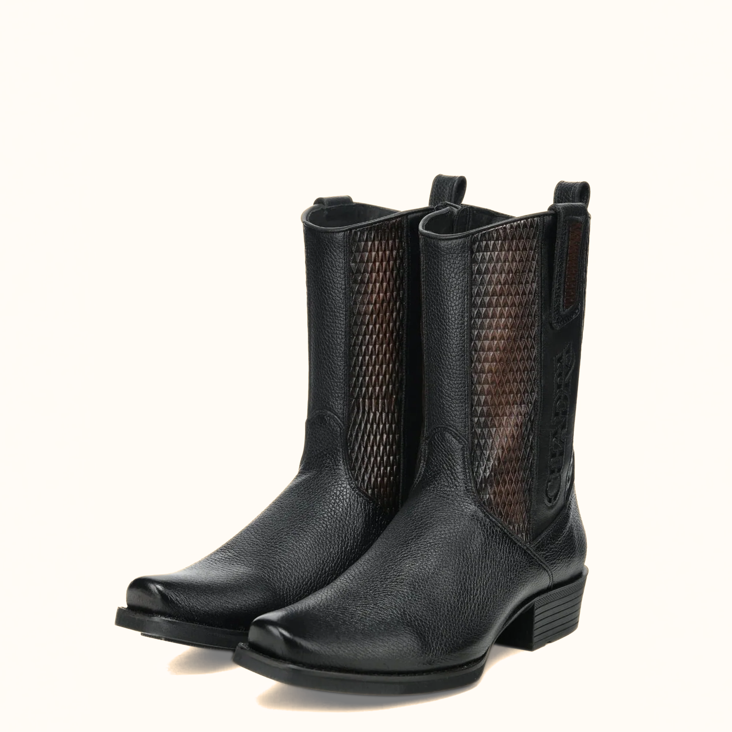 Cuadra Black Italian Deer Leather Urban Boots pair front view