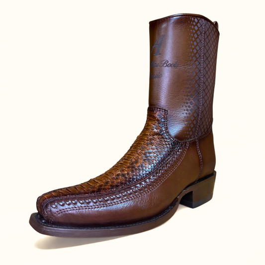 Los Altos Python Porto Faded Brown 7X Toe Low Shaft Boot front angle view