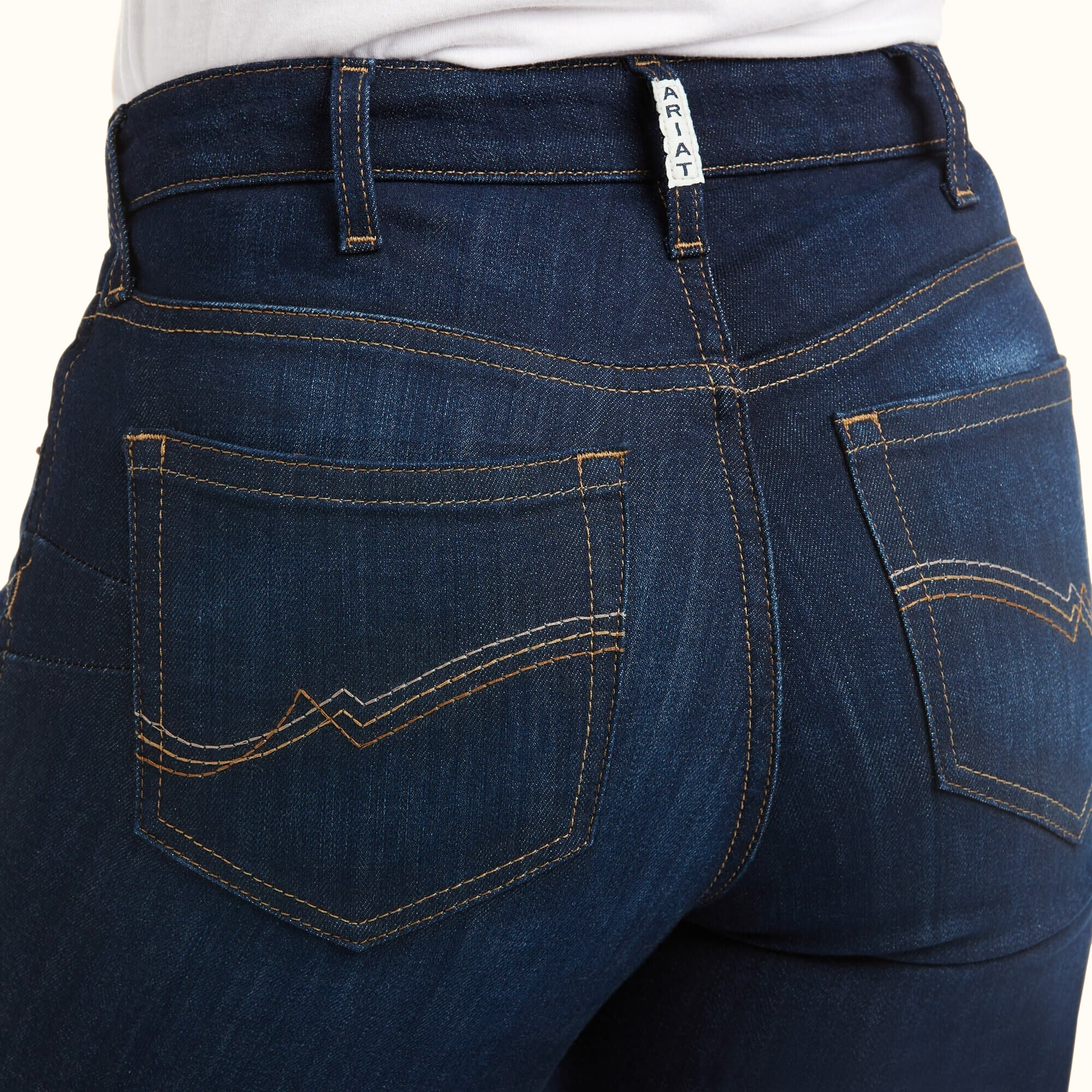 Ariat R.E.A.L. High Rise Ballary Boot Cut Jean back pocket stitching detail