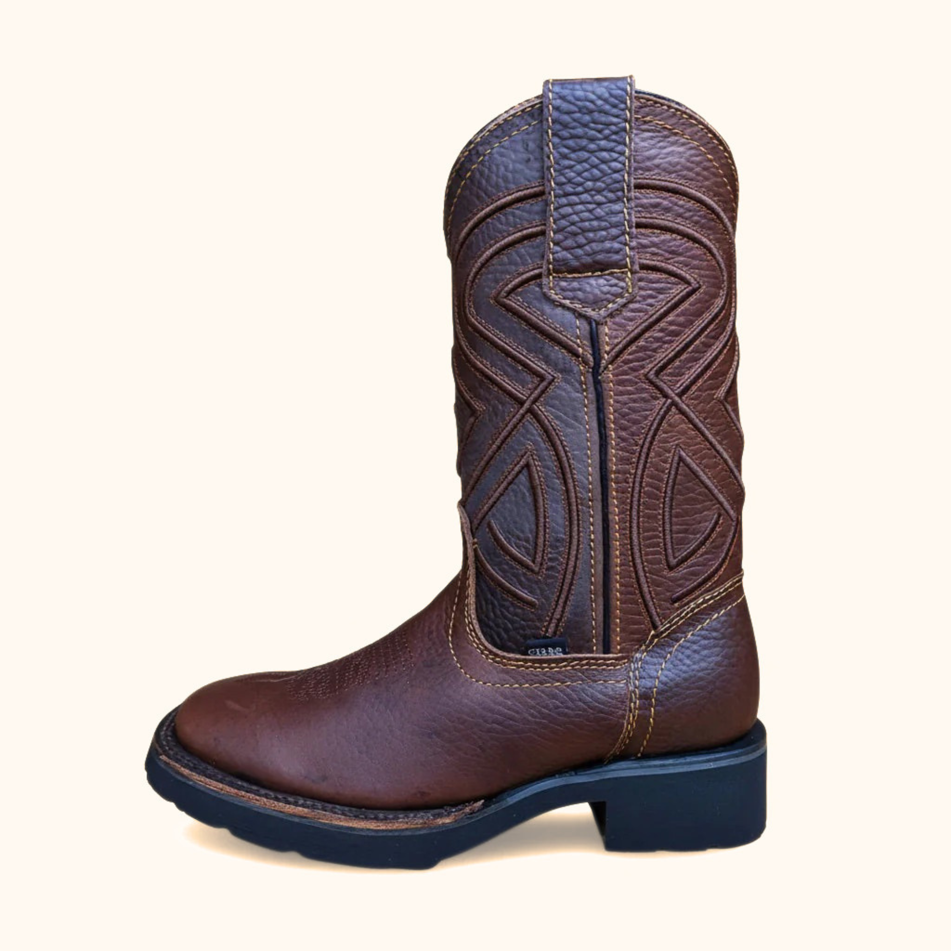 Cerro Crazy Cafe CT square toe brown leather work boot side view