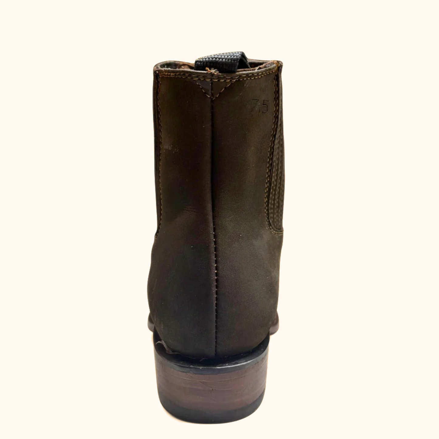Cerro 1710 Nubuck Cafe Square Toe Botin rear view