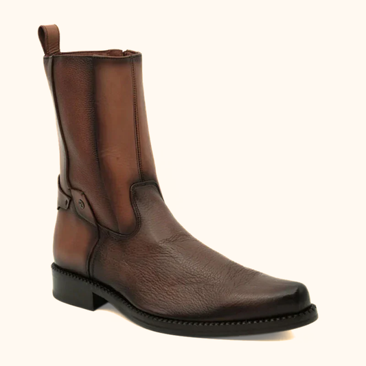 Cuadra Honey Deer Zipper Casual Ankle Boot brown leather angle view