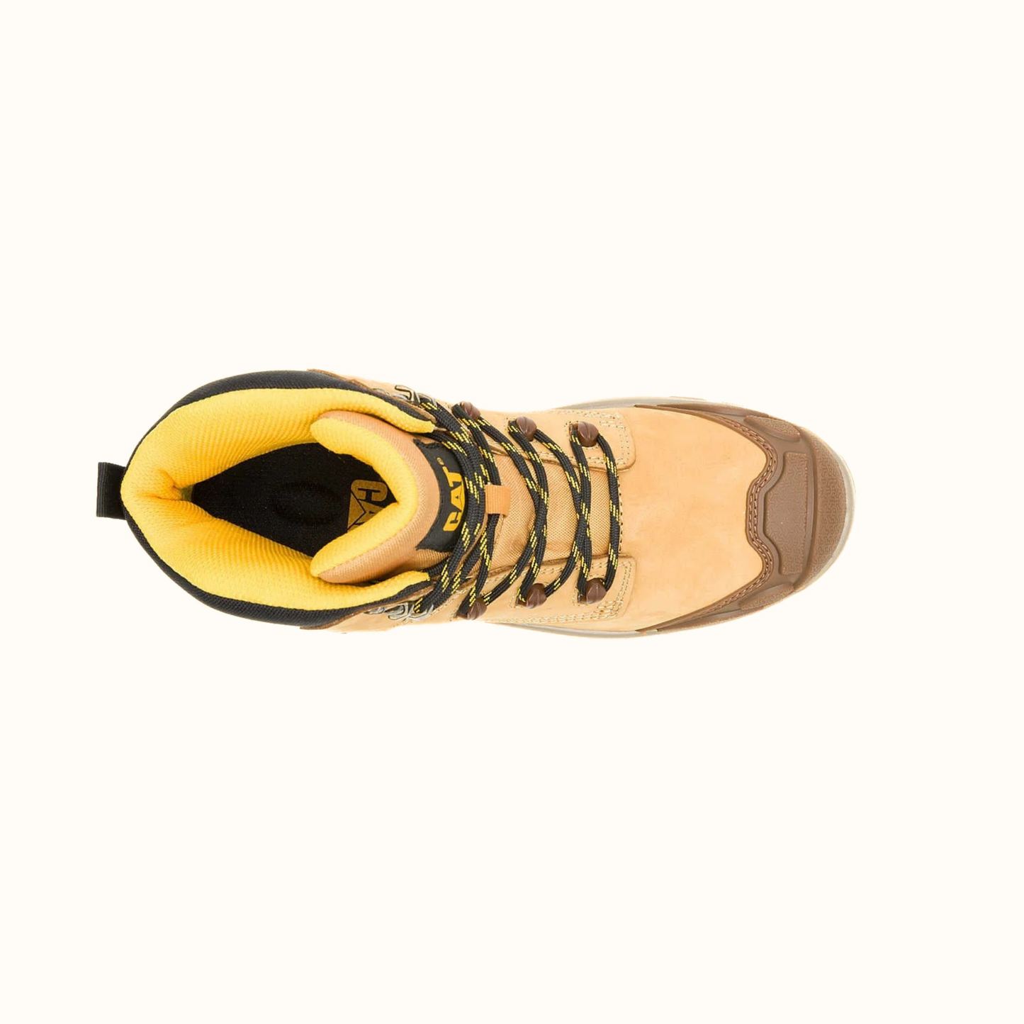 CAT Striver XL Waterproof Steel Toe Work Boot tan top view