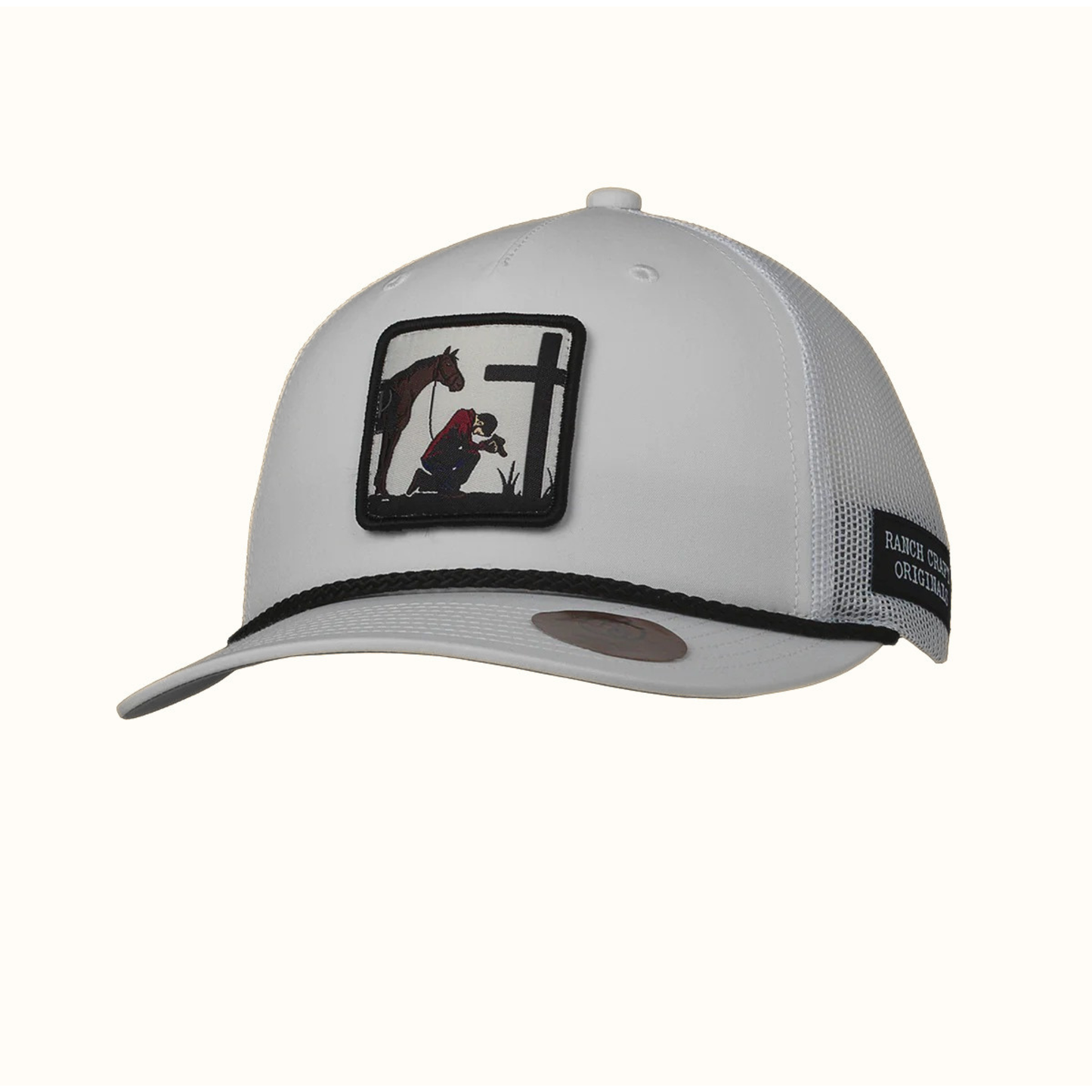 Ranch Craft Cowboy Prayer Trucker Cap White front view