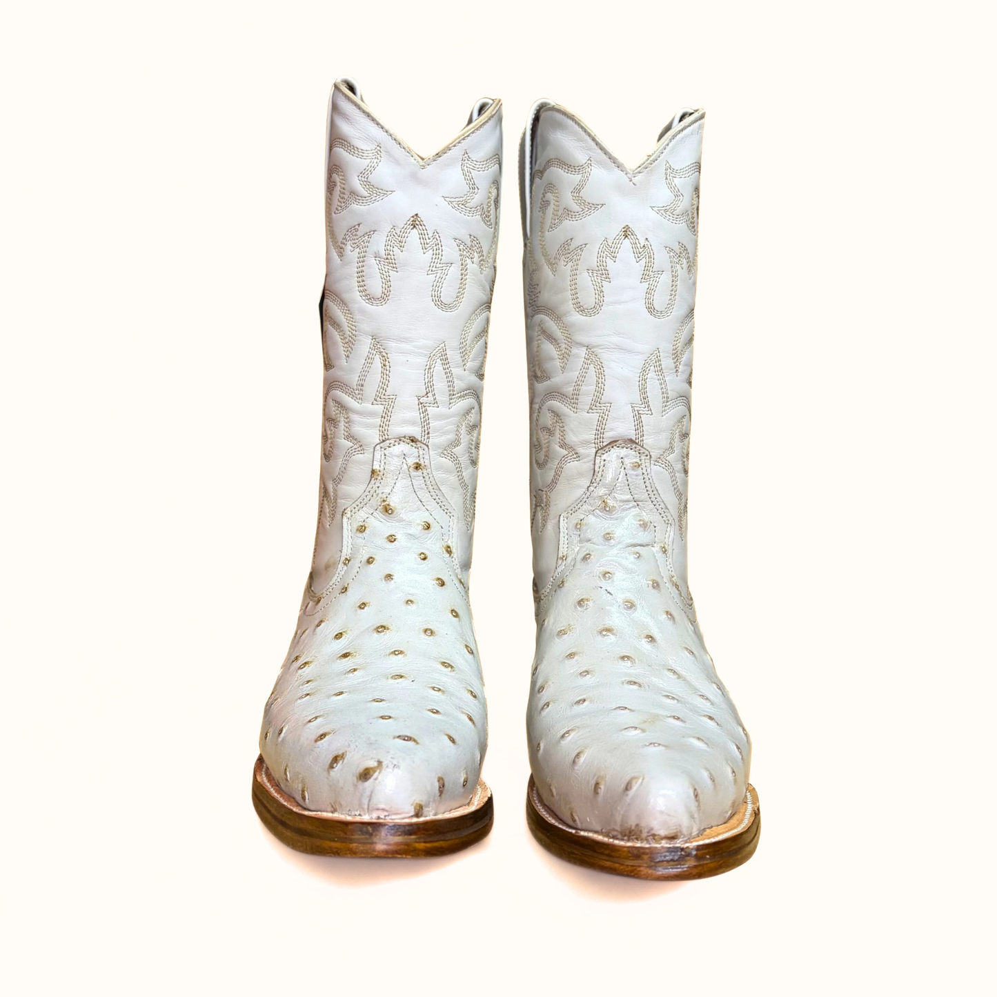 Arius Ostrich Print Texas Western Boot front pair view