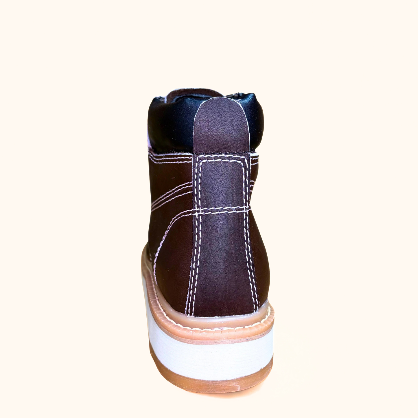 Cerro 545 Café Cactus work boot rear heel view