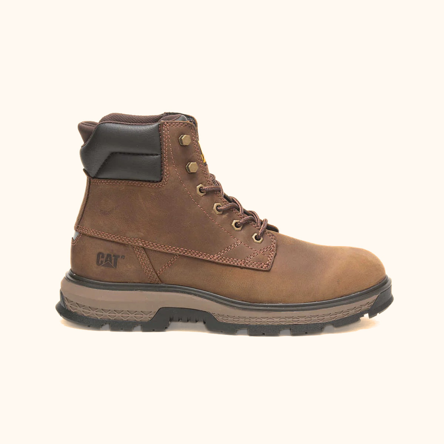 CAT Exposition 6 Inch Work Boot brown leather side view