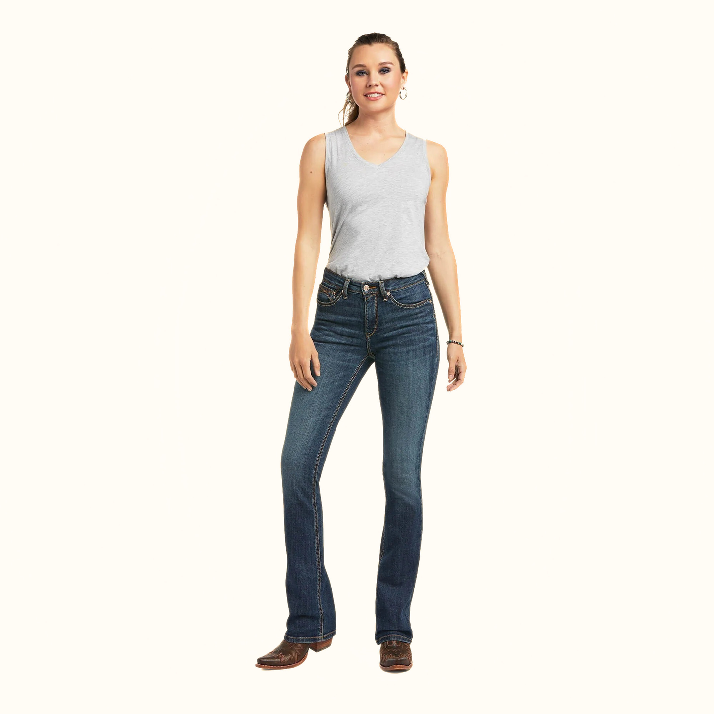 Ariat Women’s R.E.A.L. High Rise Fernanda Boot Cut Jeans Blue full front view