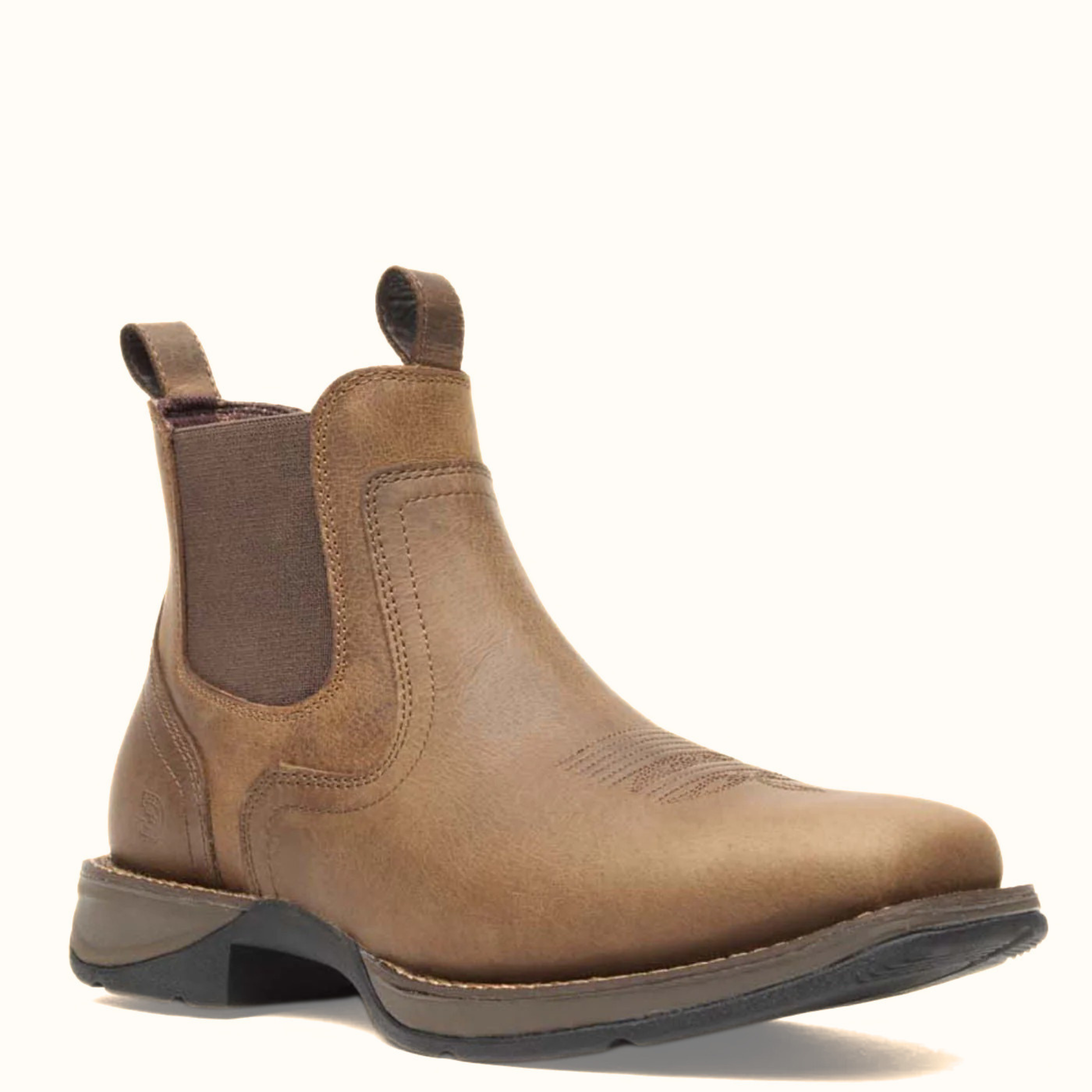 Durango Red Dirt Rebel Chelsea Boot angled side view in brown leather