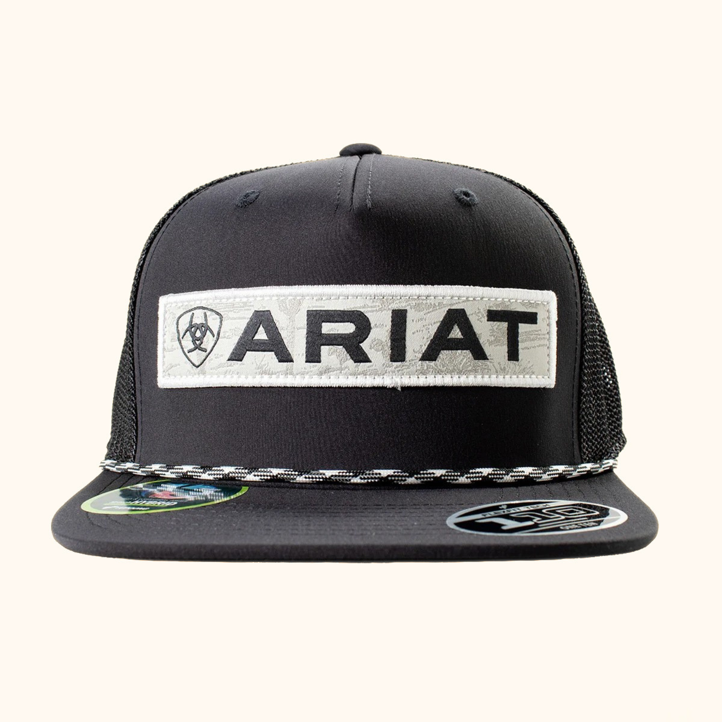Ariat FlexFit 110 Desert Patch Snapback Cap Black front view