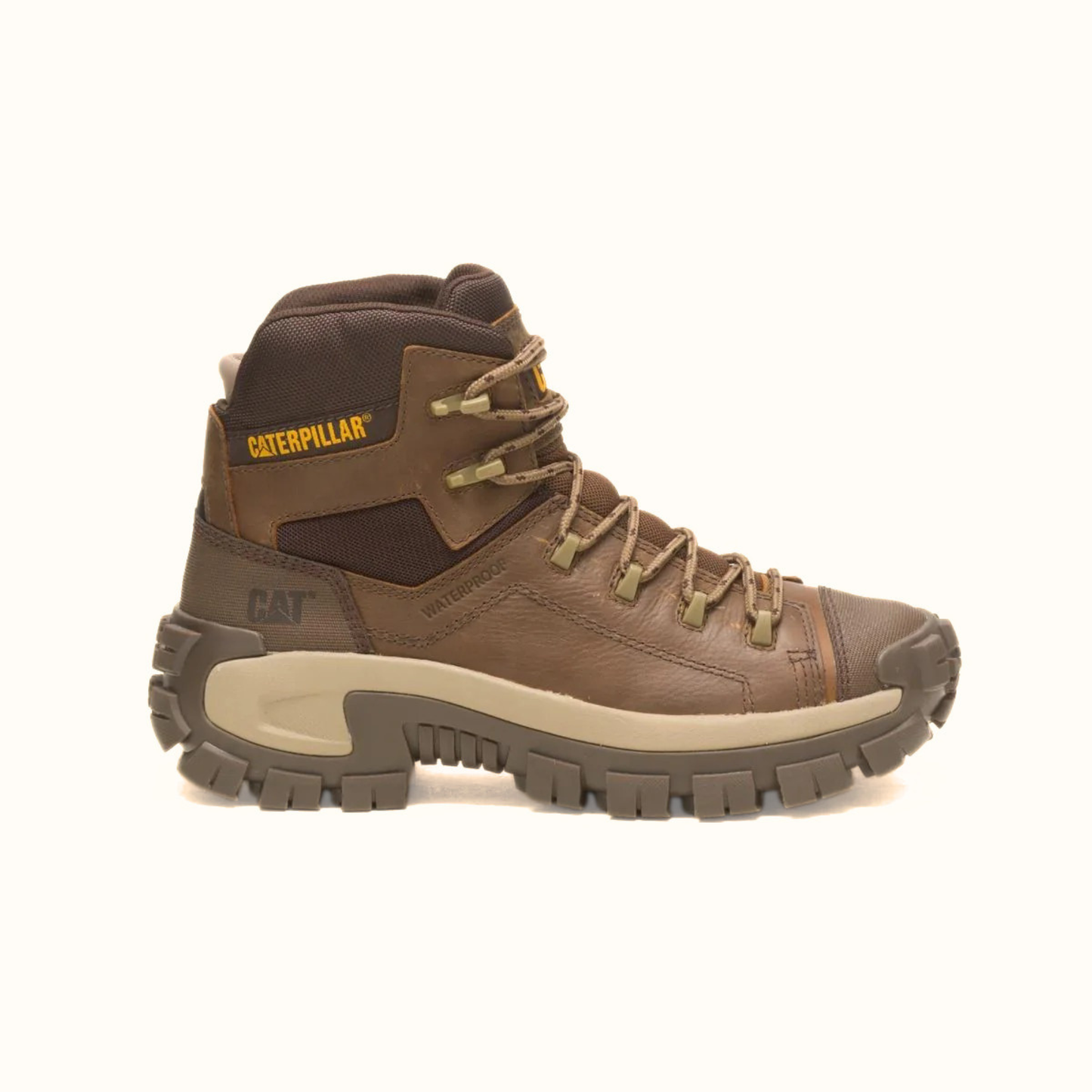 CAT Men’s Brown Invader Hiker Waterproof Work Boot side view