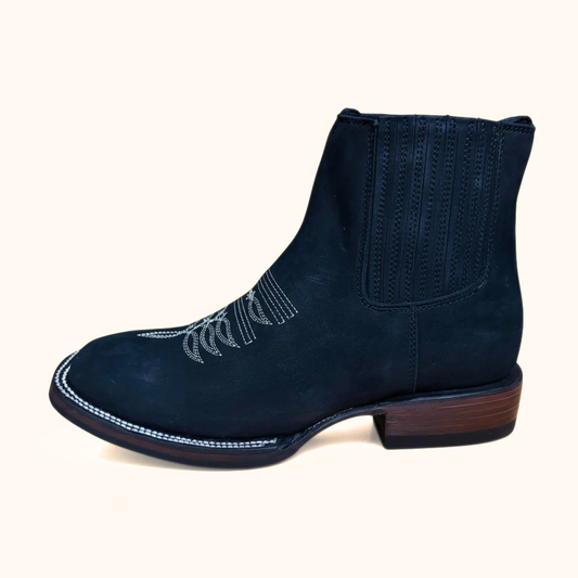 Cerro 1710 Nubuck Black Square Toe Botin side profile
