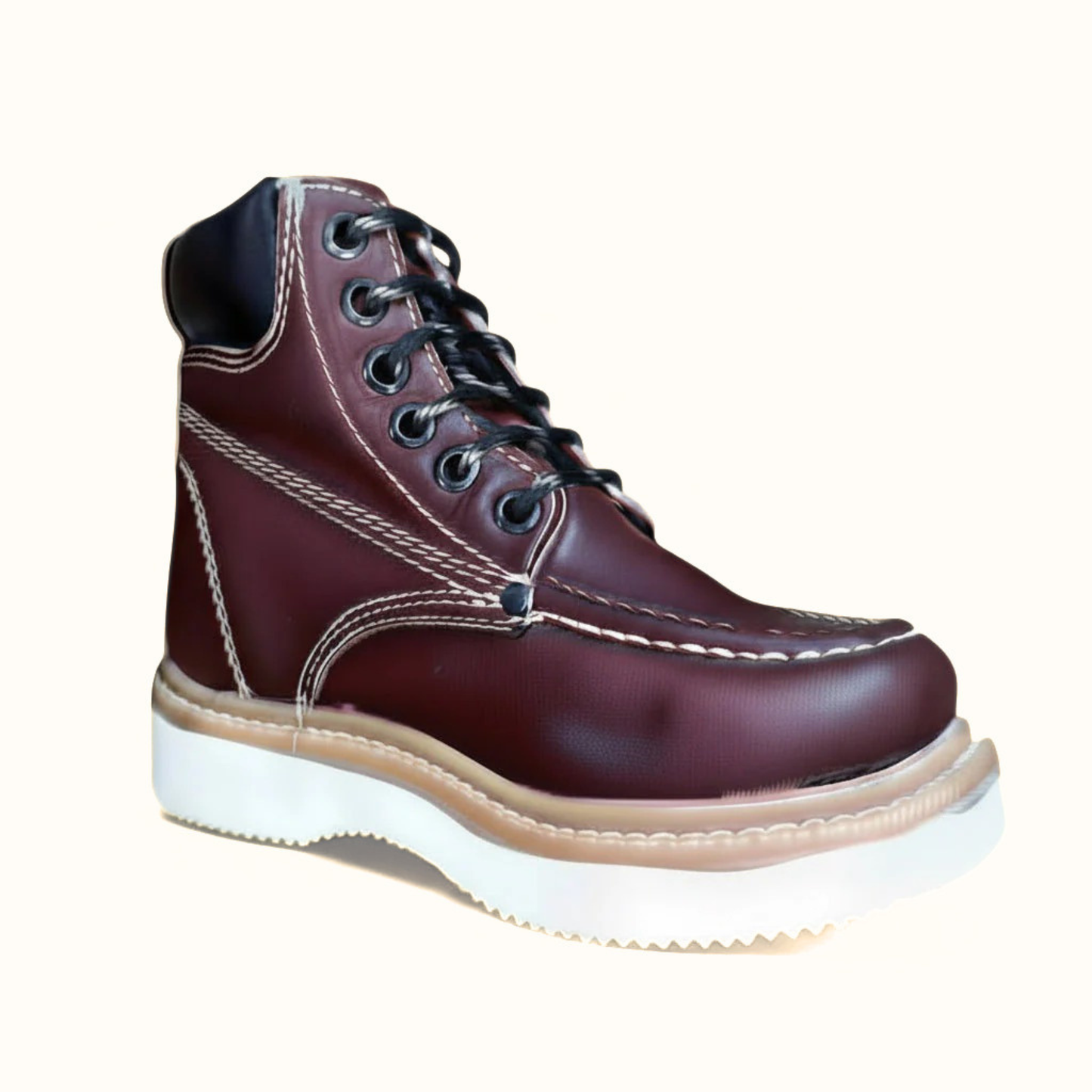 Cerro Piel Shedron Rayas Ambar men’s leather work boot angled profile with contrast sole