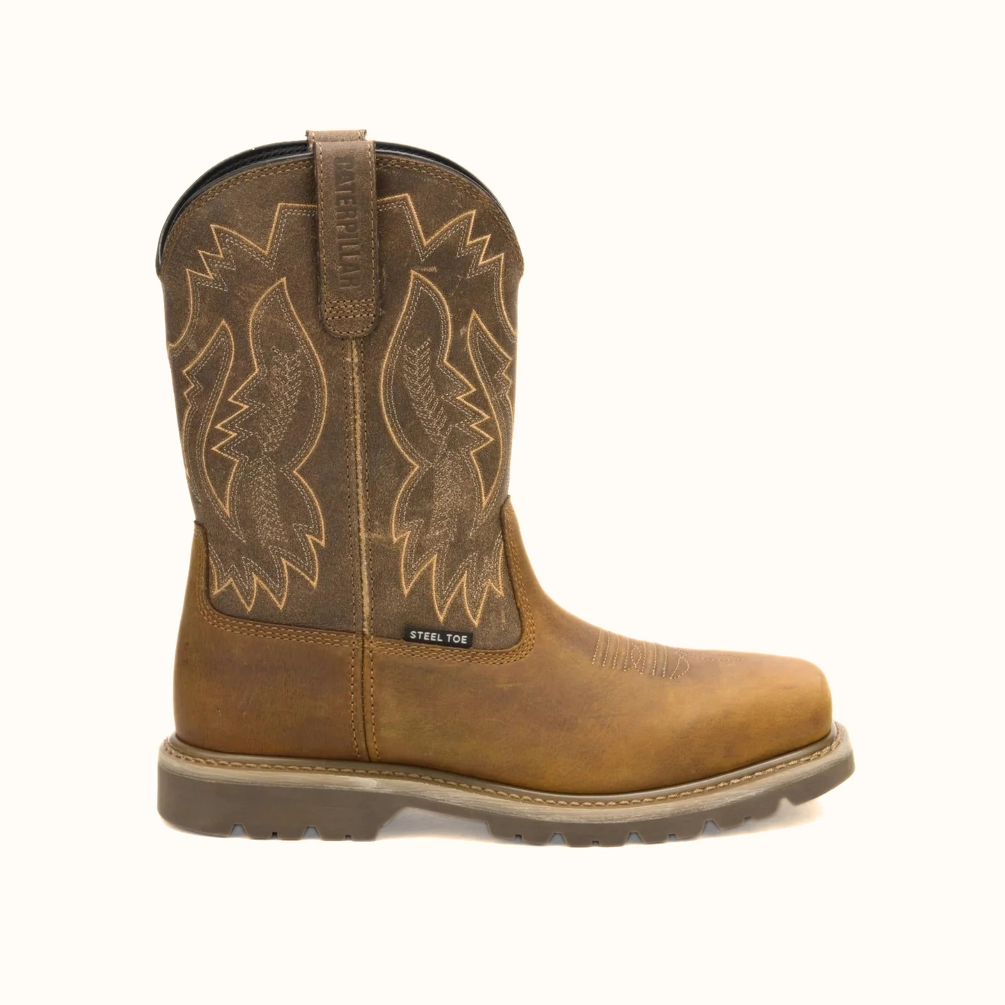 CAT Colorado Frontier Steel Toe Boot opposite side view in beige