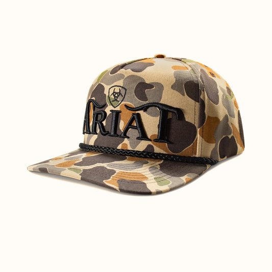 Ariat 3D Logo Camo Snapback Cap Tan front view