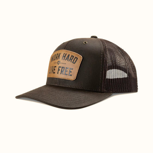 Ariat Work Hard Live Free Snapback Cap Brown front view