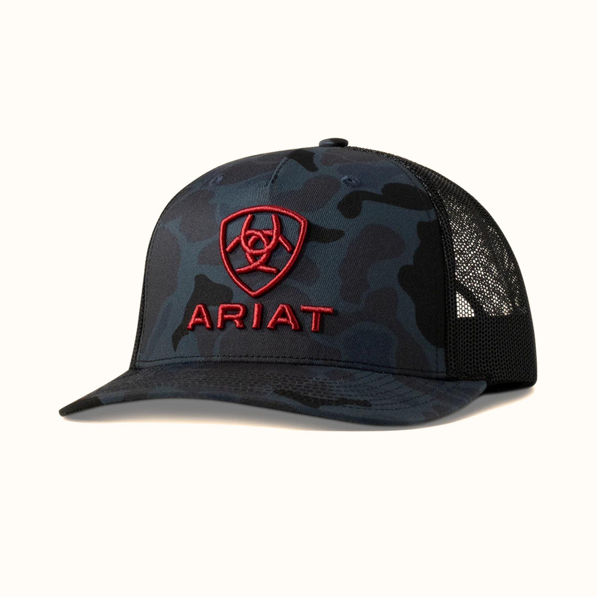 Ariat Camo 3D Logo Snapback Cap Navy front angle view