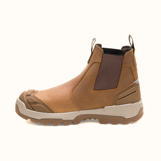 CAT Striver XL Chelsea Waterproof Steel Toe Work Boot brown side view