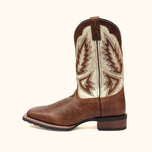 Laredo Koufax Western Boot brown and white leather side view