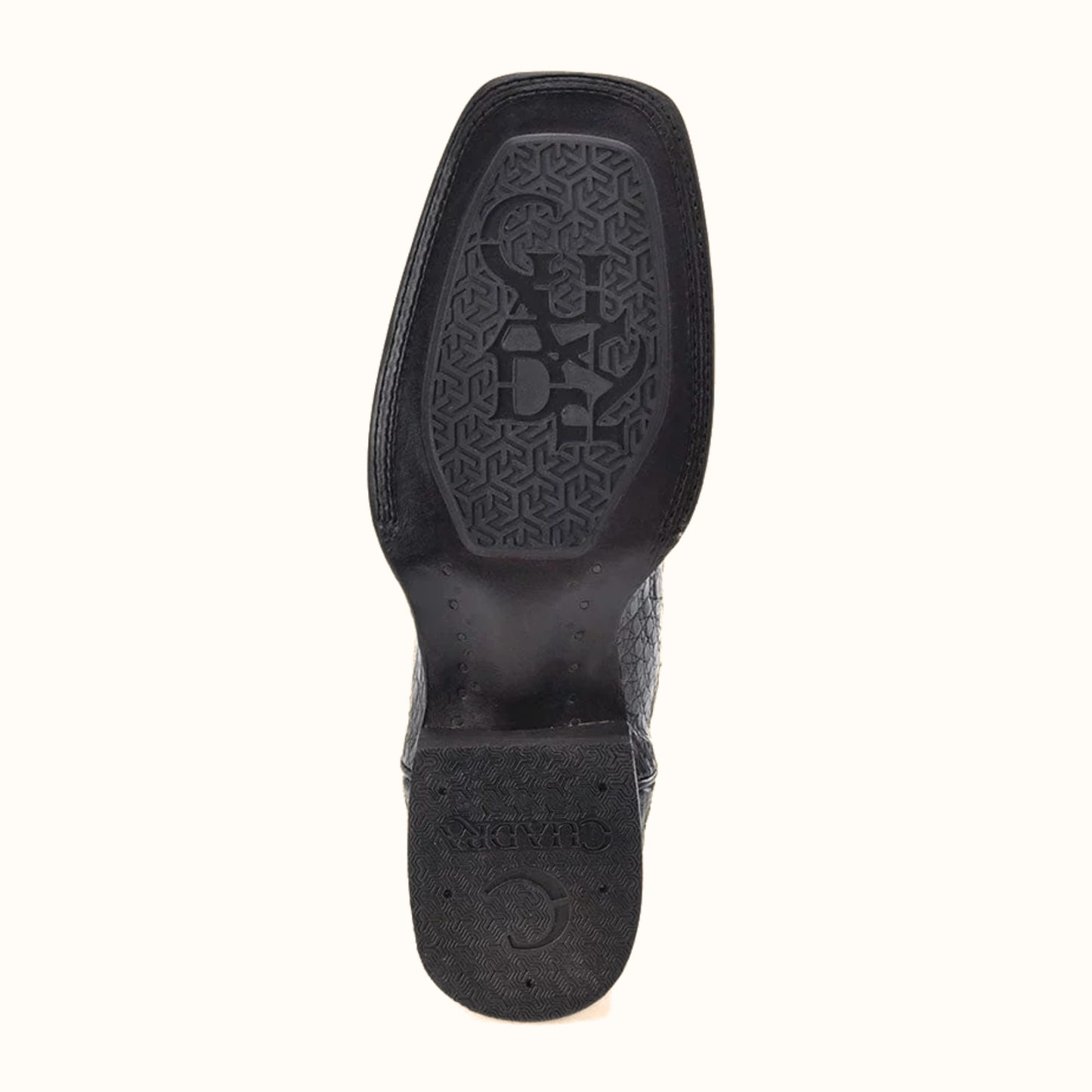 Cuadra Atlantic Sand Caiman embroidery square toe western boot outsole view