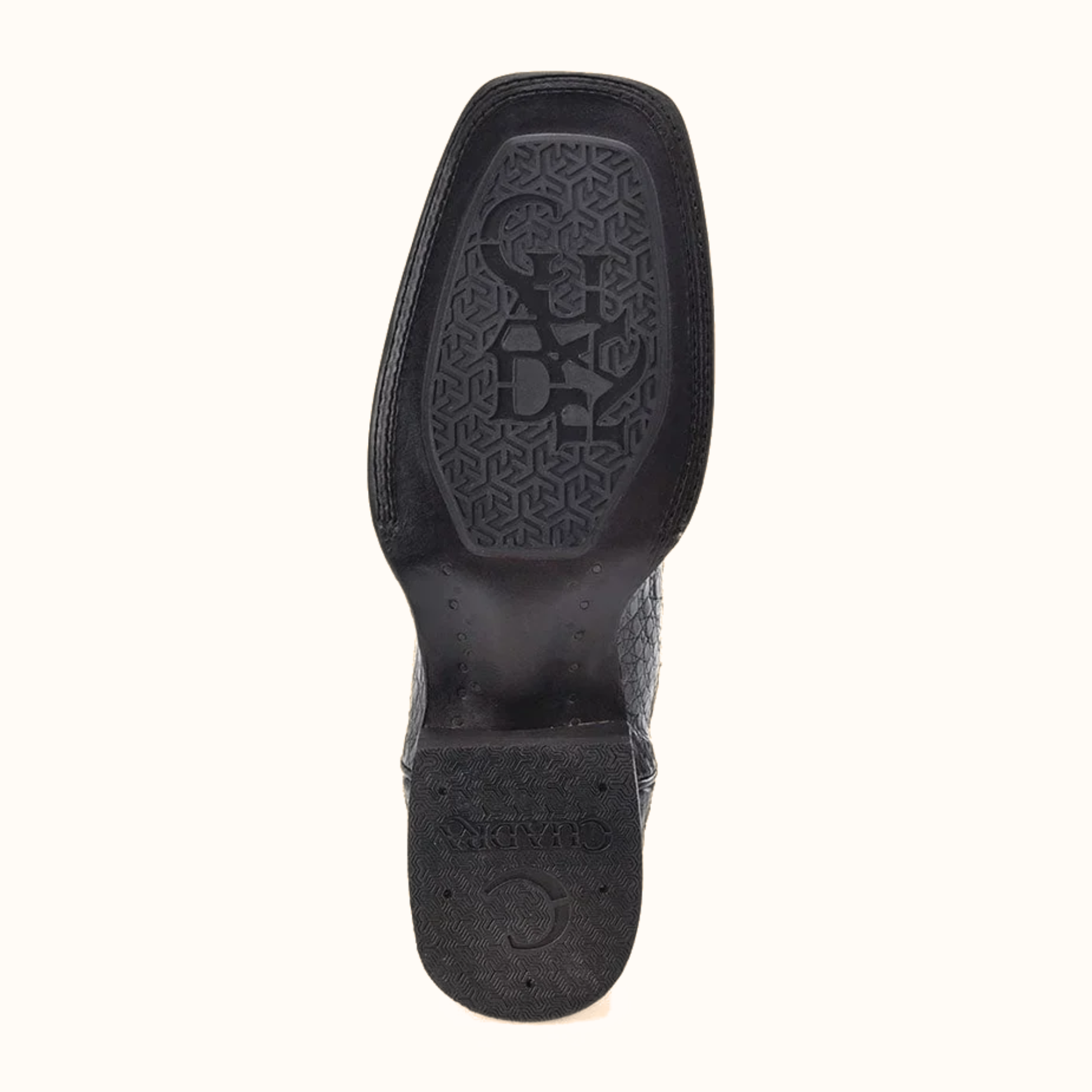 Cuadra Atlantic Sand Caiman embroidery square toe western boot outsole view
