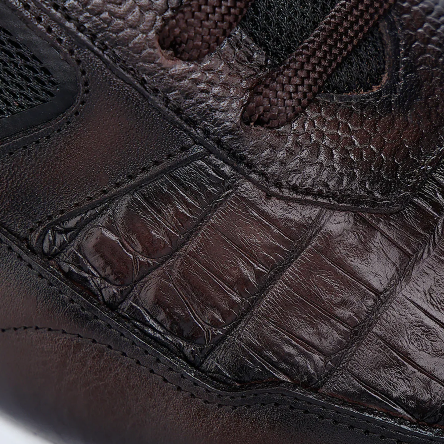 Close-up of genuine cayman leather texture on Cuadra Genuine Cayman Leather Sneakers