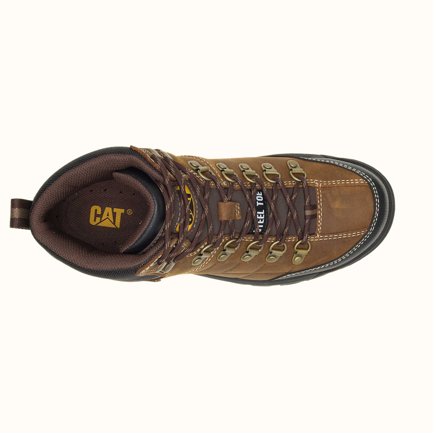 CAT Threshold Waterproof Steel Toe Work Boot top view