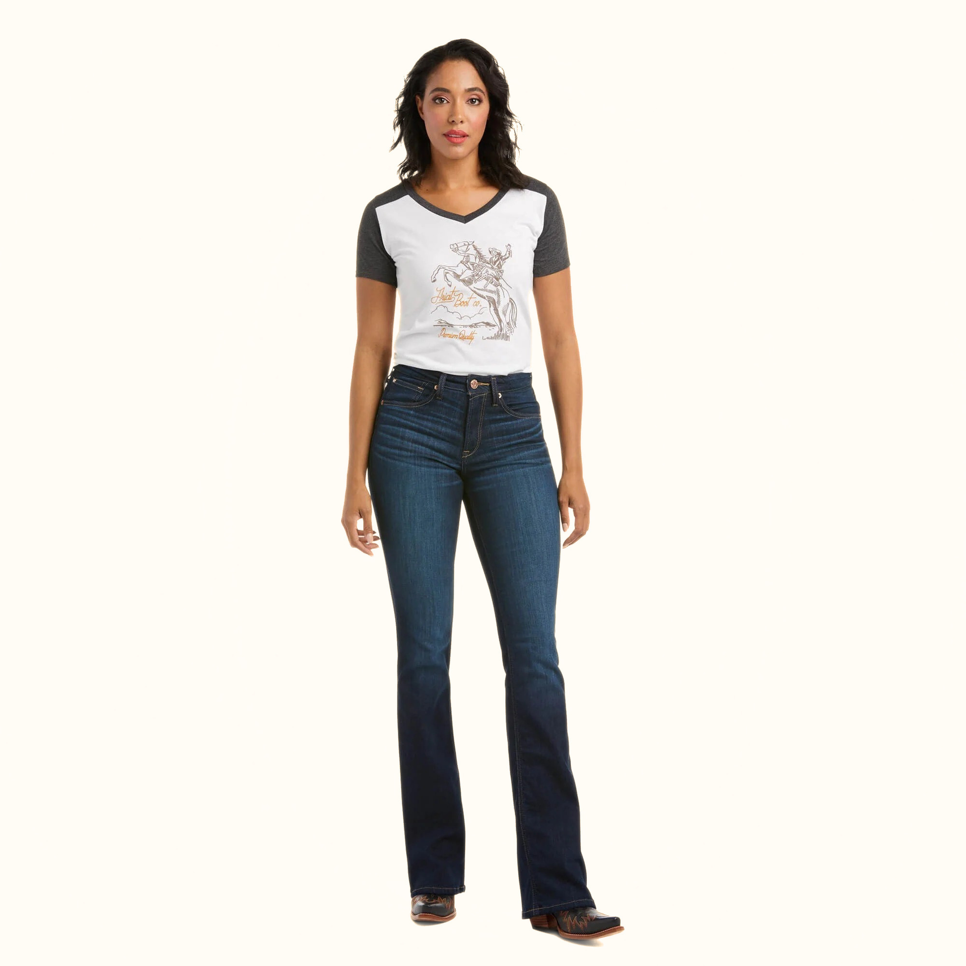 Ariat R.E.A.L. High Rise Ballary Boot Cut Jean full-length fit view