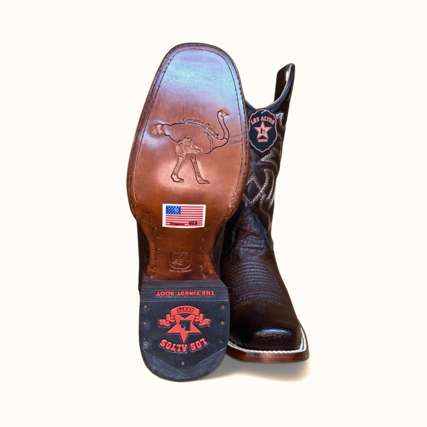 Los Altos ostrich leather rodeo boot outsole detail