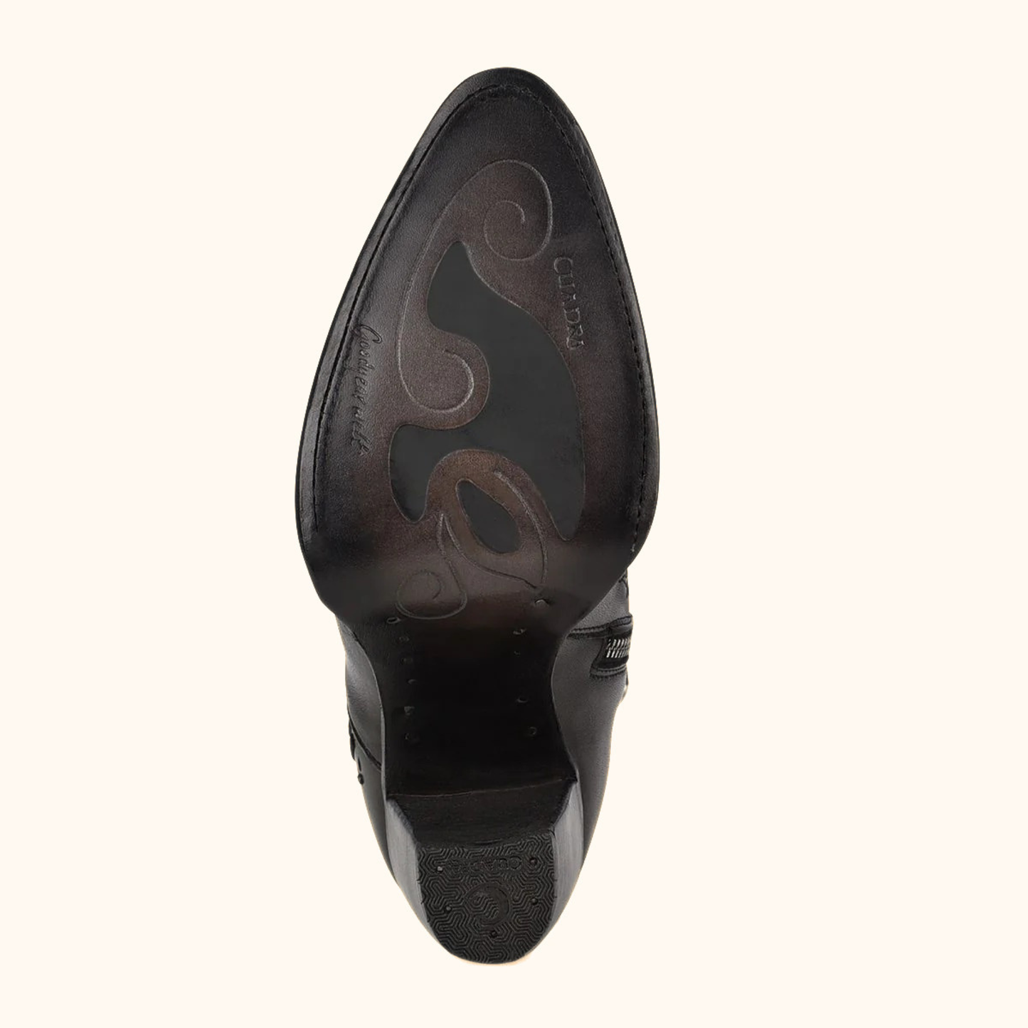 Cuadra Artisan Embroidered Leather Ankle Booties brown leather outsole view
