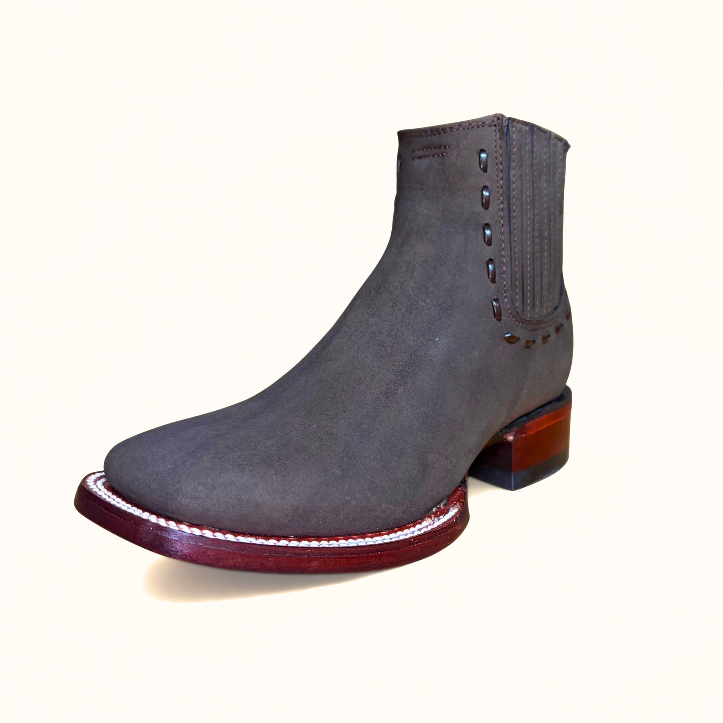 Los Altos Tobacco Nubuck Wide Square Toe Ankle Boot angle view