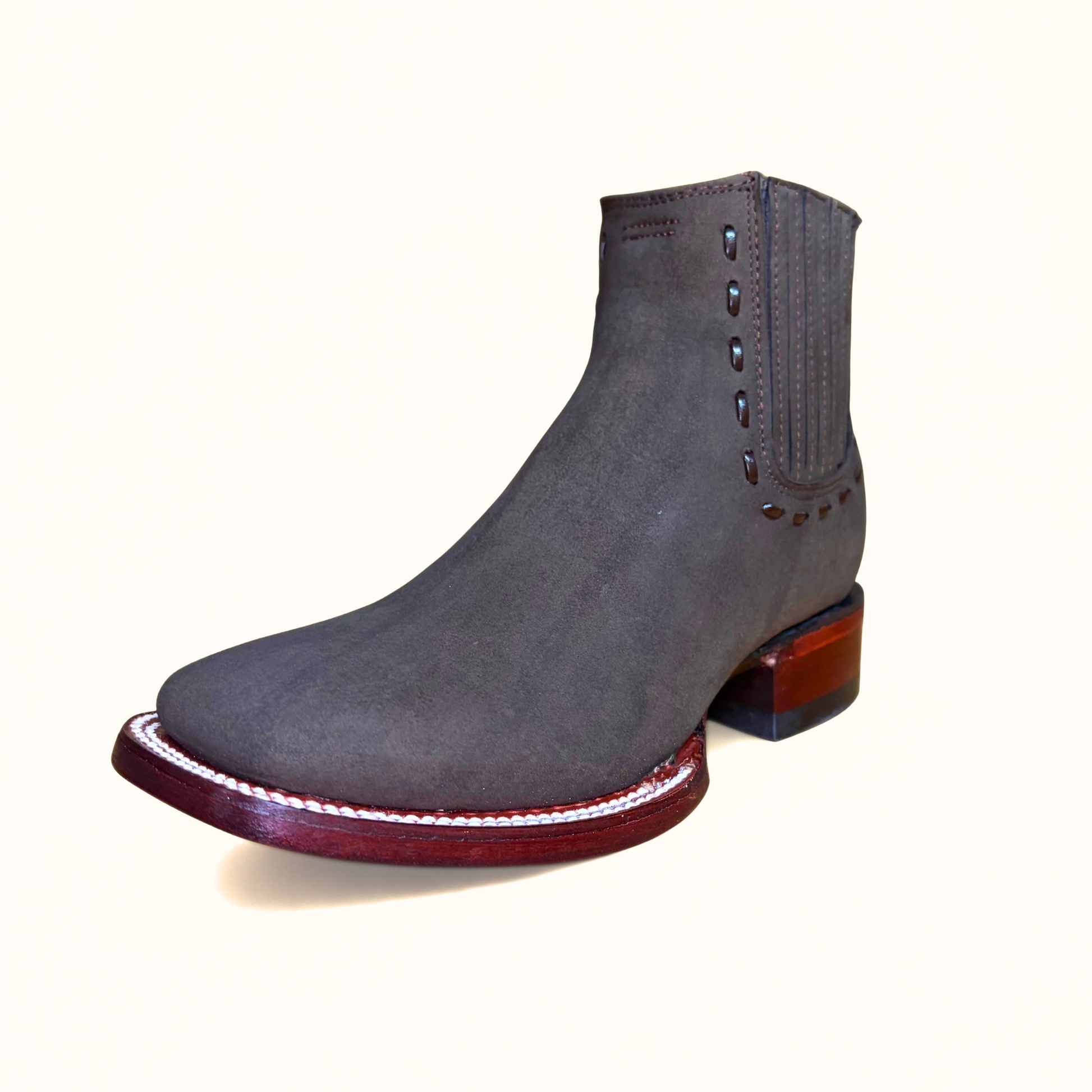 Los Altos Tobacco Nubuck Wide Square Toe Ankle Boot angle view