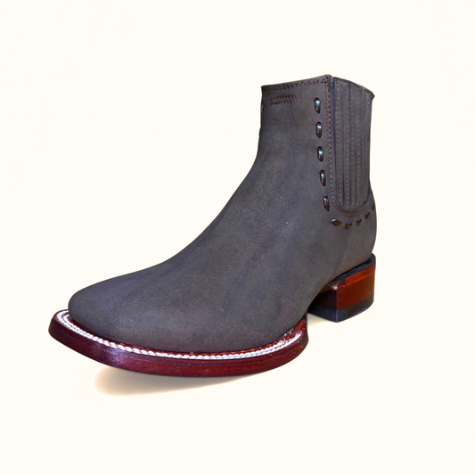Los Altos Tobacco Nubuck Wide Square Toe Ankle Boot angle view