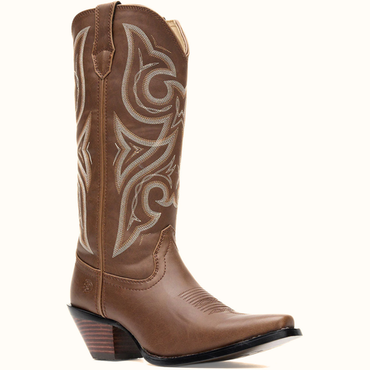Crush by Durango Milk Chocolate Western Boot angled side view in brown leather
