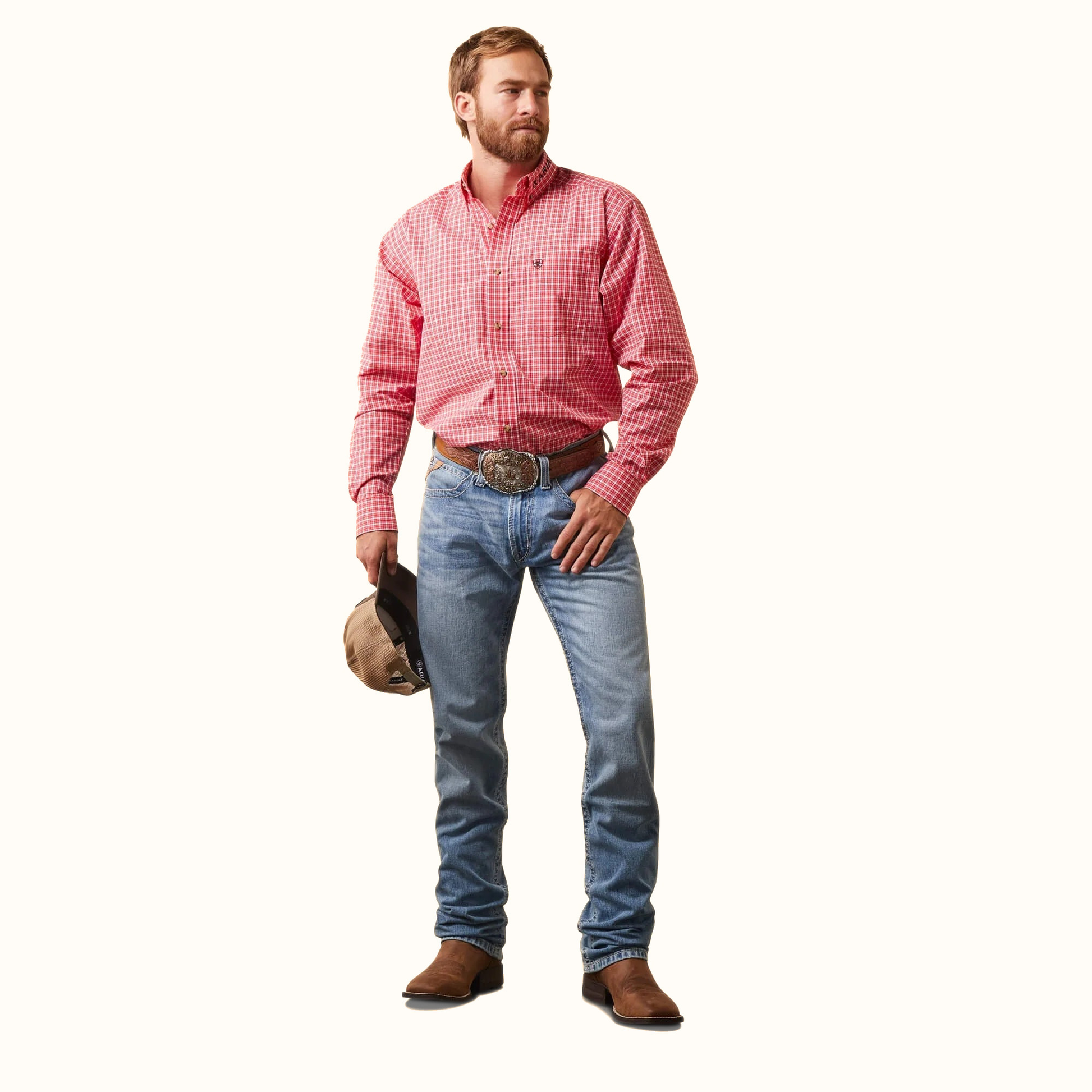 Ariat Pro Series Team Saul Classic Fit men’s red shirt front view